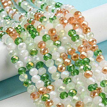 Glass Beads Strands, Faceted, Rondelle, Dark Sea Green, 6x5mm, Hole: 1mm, about 85~88pcs/strand, 16.1~16.5 inch(41~42cm)
