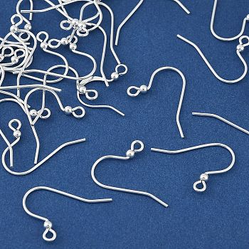 Brass Earring Hooks, Lead Free & Cadmium Free & Nickel Free, French Hooks with Ball, Silver, 17.5mm, Hole: 1.8mm, Pin: 1mm