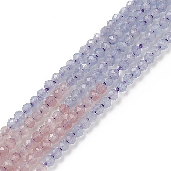 Cat Eye Beads Strands, Faceted, Dyed & Heated, Round, Lilac, 2mm, Hole: 0.6mm, about 190pcs/strand, 14.49''(36.8cm)