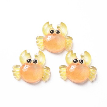 Transparent Epoxy Resin Cabochons, with Glitter Powder, Crab, Sandy Brown, 20x23x7mm