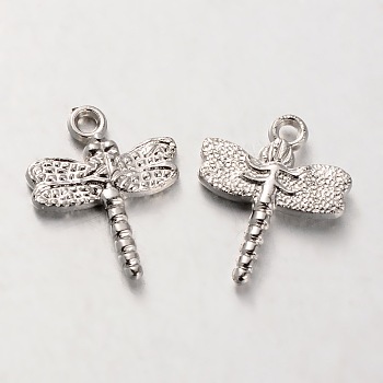 CCB Plastic Insect Pendants, Dragonfly, Platinum, 20x16x3mm, Hole: 2mm