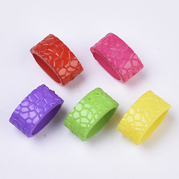 Opaque Acrylic Slide Charms, Textured, Rectangle, Mixed Color, 18.5x10x11.5mm, Hole: 8x14.5mm, about 590pcs/500g