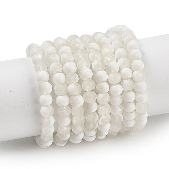 Frosted Crackle Glass Beads Strands, Rondelle, White, 4.5x3.5mm, Hole: 0.8mm, about 222pcs/strand, 30.71''~31.10''(78~79cm)