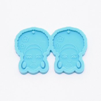 (Clearance Sale)DIY Women Food Grade Silicone Statue Fondant Molds, for DIY Cake Decoration, UV & Epoxy Resin Earrings Making, Sky Blue, 43x62x5mm