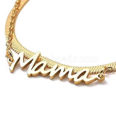 fête des mères 304 bracelets en acier inoxydable maman 2 chaînes serpent à brins pour femmes(BJEW-Q335-02G)-2