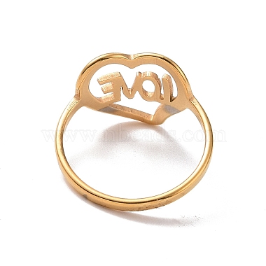 Ion Plating(IP) 201 Stainless Steel Heart with Word Love Finger Ring(RJEW-J051-38G)-3