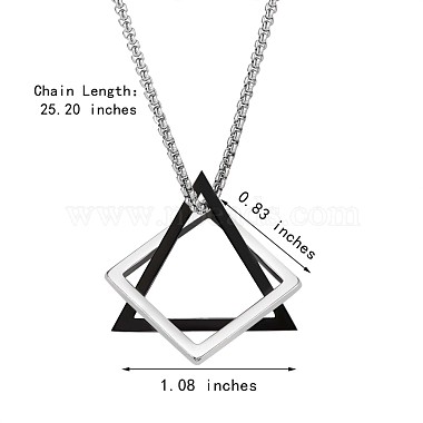 304 collier pendentif triangle et losange en acier inoxydable avec chaînes vénitiennes(JN1045A)-3