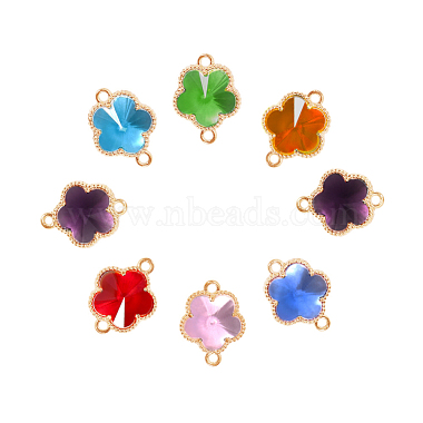 Light Gold Mixed Color Flower Alloy+Glass Links