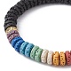 Dyed Natural Lava Rock Disc Beaded Stretch Bracelets for Women(BJEW-JB09669)-3
