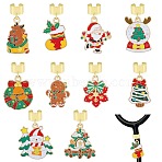 10Pcs Christmas Theme Alloy Enamel Stethoscope Pendant Decorations, with 304 Stainless Steel Findings, Mixed Color, 32~35mm, 10pcs/set(HJEW-SW00151-12)