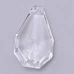 Transparent Glass Big Pendants, for Chandelier Crystal Hanging Pendants, Faceted, Pyriform, Clear, 50x28x18mm, Hole: 1.8mm(GLAA-WH0022-28)