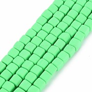 Handmade Polymer Clay Beads Strands, Cube, Lime, 6x6x6mm, Hole: 1.2mm, about 62pcs/strand, 14.84 inch~15.75 inch(37.7cm~40cm)(CLAY-T020-09D)