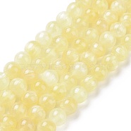 Electroplated Natural Yellow Selenite Beads Strands, Round, 8.5x8mm, Hole: 1.2mm, about 49pcs/strand, 15.87''(40.3cm)(G-N328-025B-03-1)