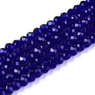 Glass Beads Strands, Faceted, Rondelle, Blue, 3.5~3.8x3mm, Hole: 0.4mm, about 113~115pcs/strand, 12.80~12.99 inch(32.5~33cm)(EGLA-A044-T3mm-D06)