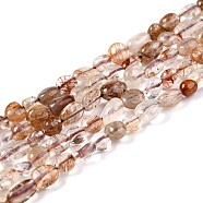 Natural Rutilated Quartz Beads Strands, Nuggets, Tumbled Stone, 5~8.5x5.5~7x3.5~4mm, Hole: 0.7mm, about 64pcs/strand, 16.34 inch(41.5cm)(G-G018-47)