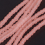 Transparent Glass Bead Strands, Frosted, Round, Light Salmon, 4mm, Hole: 1.1~1.6mm, about 200pcs/strand, 31.4 inch(GLAA-S031-4mm-28)