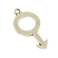 Tibetan Style Alloy Pendants, Male Gender Sign/Mars, Cadmium Free & Lead Free, Mark, Antique Silver, 25x12x2mm, Hole: 2mm(X-TIBEP-A9111-AS-RS)
