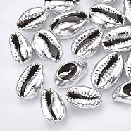 Cowrie Shell Beads, with UV Plated, No Hole/Undrilled, WhiteSmoke, 13~16x8~11x5~6mm(SHEL-S266-06B)