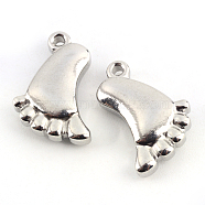 201 Stainless Steel Feet Pendants, Stainless Steel Color, 16x12x4mm, Hole: 1.5mm(STAS-Q192-59)