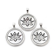 Natural White Shell Pendants, Platinum Plated Brass Flat Round Charms, Flower, 30x27x3mm, Hole: 4x6mm(SHEL-G017-01P-05)