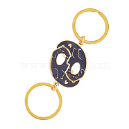 Alloy Enamel Ying Yang Cat Couples Keychain, for Couple His and Hers Valentines Gifts, Golden, 6.5cm(KEYC-WH0025-061)