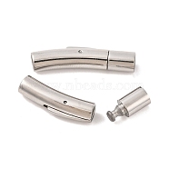 Tarnish Resistant 304 Stainless Steel Bayonet Clasps, Column, Stainless Steel Color, 28~30x7x6mm, Hole: 4mm(STAS-I013-4mm)