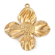 304 Stainless Steel Pendants, Flower Charm, Golden, 32.5x29.5x3mm, Hole: 1.6mm(STAS-M078-03D-G)