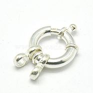 925 Sterling Silver Spring Rings Clasps, Silver, 21x14x3.5mm, Hole: 2.5mm(X-STER-A007-27)
