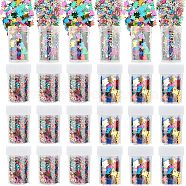 Nbeads PVC Nail Art Glitter Sequins, DIY Sparkly Paillette Tips Nail, Nail Art Decoration Accessories, Mixed Alphabet & Number & Bear, Mixed Color, 6~7x6~8x0.1mm, 24bottles/set(MRMJ-NB0001-08)