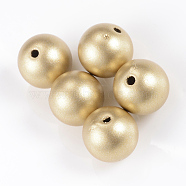 Matte Style Spray Painted Acrylic Beads, Round, Gold, 20mm, Hole: 2mm, about 110pcs/500g(ACRP-S669-20mm-02)