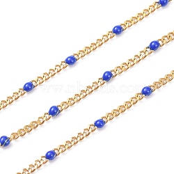 Ion Plating(IP) 304 Stainless Steel Enamel Curb Chains, with Spool, Soldered, Faceted, Royal Blue, 2.5x2x0.8mm, 32.80Feet/roll(10m/roll)(CHS-P013-01G-09)