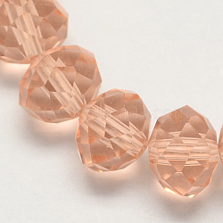 Handmade Glass Beads, Faceted Rondelle, Dark Salmon, 10x7mm, Hole: 1mm, about 63~65pcs/strand, 49~50cm(G02YI0N3)