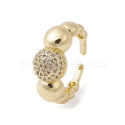 Brass Adjustable Rings, Micro Pave Cubic Zirconia, Round, Real 18K Gold Plated, US Size 7 1/2(17.7mm)(RJEW-K257-80G)