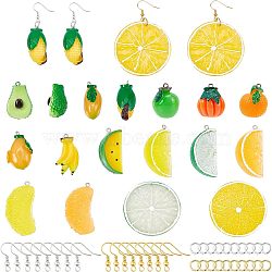 Nbeads DIY Dangle Earring Making Kits, Including 32Pcs Fruit Resin Pendants, Brass Earring Hooks, Alloy & Brass Jump Rings, Mixed Color, 160pcs/box(DIY-NB0005-57)