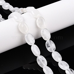 Natural Quartz Crystal Beads Strands, Rock Crystal Flat Oval, 14x10x5.5mm, Hole: 1.2mm, about 28pcs/strand, 15.55''(39.5cm)(G-M206-33)