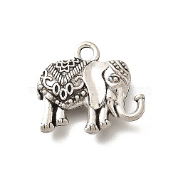 Tibetan Style Alloy Pendants, Cadmium Free & Lead Free, Elephant Charms, Antique Silver, 16.5x19x4.5mm, Hole: 2mm(PALLOY-D291-34AS)