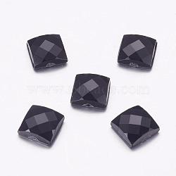 Taiwan Acrylic Rhinestone Cabochons, Flat Back, Faceted, Square, Black, 19x19mm(ACRT-P001-19mm-01)