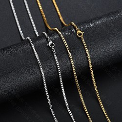 Stainless Steel Box Chain Necklace, Real 18K Gold Plated, 23.62 inch(60cm)(NJEW-YWC0001-02G-04)