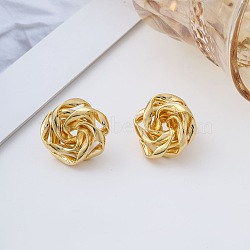 Hollow Rose Brass Stud Earrings, Women Luxury Fashion Ear Jewelry(YS7218-1)