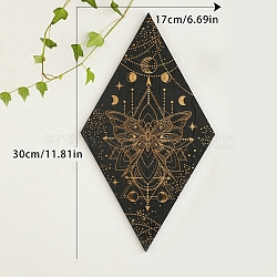 Rhombus Wood Wall Decoration, for Living Room Bedroom Farmhouse Indoor Outdoor, Butterfly, 300x170mm(PW-WG19039-02)