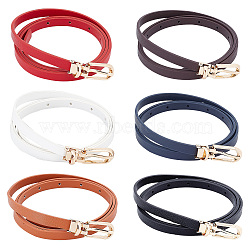 Elite 6Pcs 6 Colors PU Leather Chain Belts with Light Gold Plated Alloy Buckle, Thin Waist Band Belts for Women, Mixed Color, 42-5/8 inch(108.3cm), 1Pc/color(AJEW-PH0004-09)