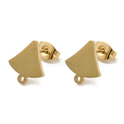 Ion Plating(IP) 304 Stainless Steel Stud Earring Findings, Fan, Golden, 11x10mm, Hole: 1.2mm, Pin: 11x0.7mm(STAS-I206-30G)