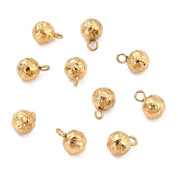 Ion Plating(IP) 304 Stainless Steel Charms, Round, Bumpy, Real 18K Gold Plated, 9x6mm, Hole: 1.8mm