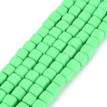 Handmade Polymer Clay Beads Strands, Cube, Lime, 6x6x6mm, Hole: 1.2mm, about 62pcs/strand, 14.84 inch~15.75 inch(37.7cm~40cm)