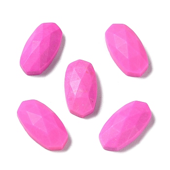 Dyed Natural Howlite Cabochons, Faceted Oval, Violet, 14x7x4mm