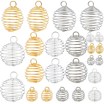 SUNNYCLUE 72Pcs 12 Styles Iron Wire Pendants, Hollow, Round, Mixed Color, 6pcs/style
