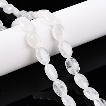 Natural Quartz Crystal Beads Strands, Rock Crystal Flat Oval, 14x10x5.5mm, Hole: 1.2mm, about 28pcs/strand, 15.55''(39.5cm)