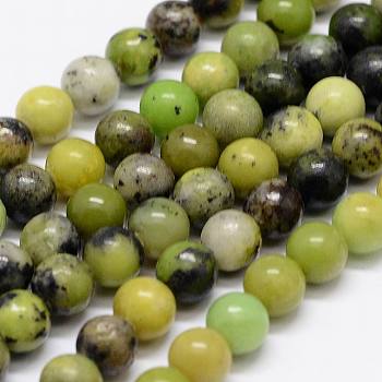 Natural Serpentine Beads Strands, Round, Colorful, 6mm, Hole: 1mm, about 65pcs/strand, 15.7 inch