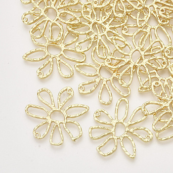 Alloy Open Back Bezel Pendants, For DIY UV Resin, Epoxy Resin, Pressed Flower Jewelry, Flower, Light Gold, 32.5x32x2mm, Hole: 1.2mm