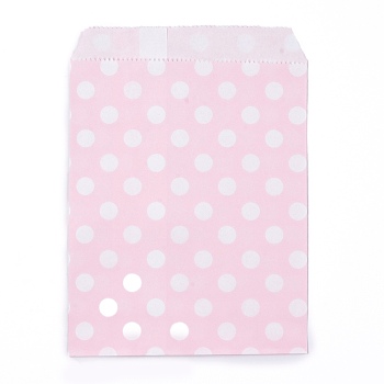 Kraft Paper Bags, No Handles, Food Storage Bags, Polka Dot Pattern, Lavender Blush, 18x13cm